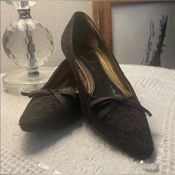 Prada Dark Brown Flats with Bow Accent - Picture 1 of 7